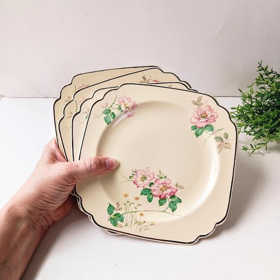 Vintage Homer Laughlin Pink Rose Salad Plates, Set of 4 - Etsy