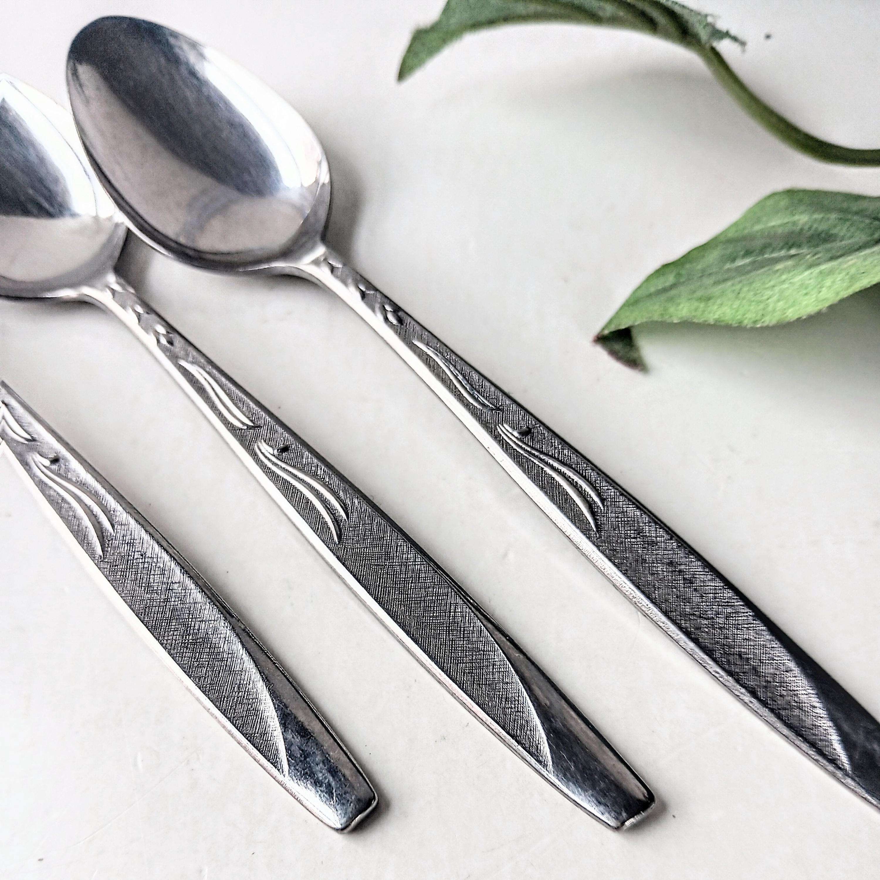 Vintage Mary Jane Teaspoons: Ekco Eterna Stainless Flatware, Set