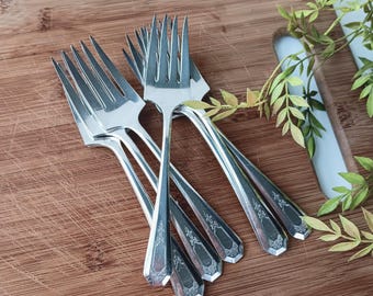 Vintage Wm A Rogers Silverplate Salad Forks: La France, 1920s, Set of 8
