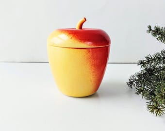 Vintage Hazel Atlas Apple Milk Glass Condiment Jam Jar with Lid/ 1940s/ Sugar Bowl