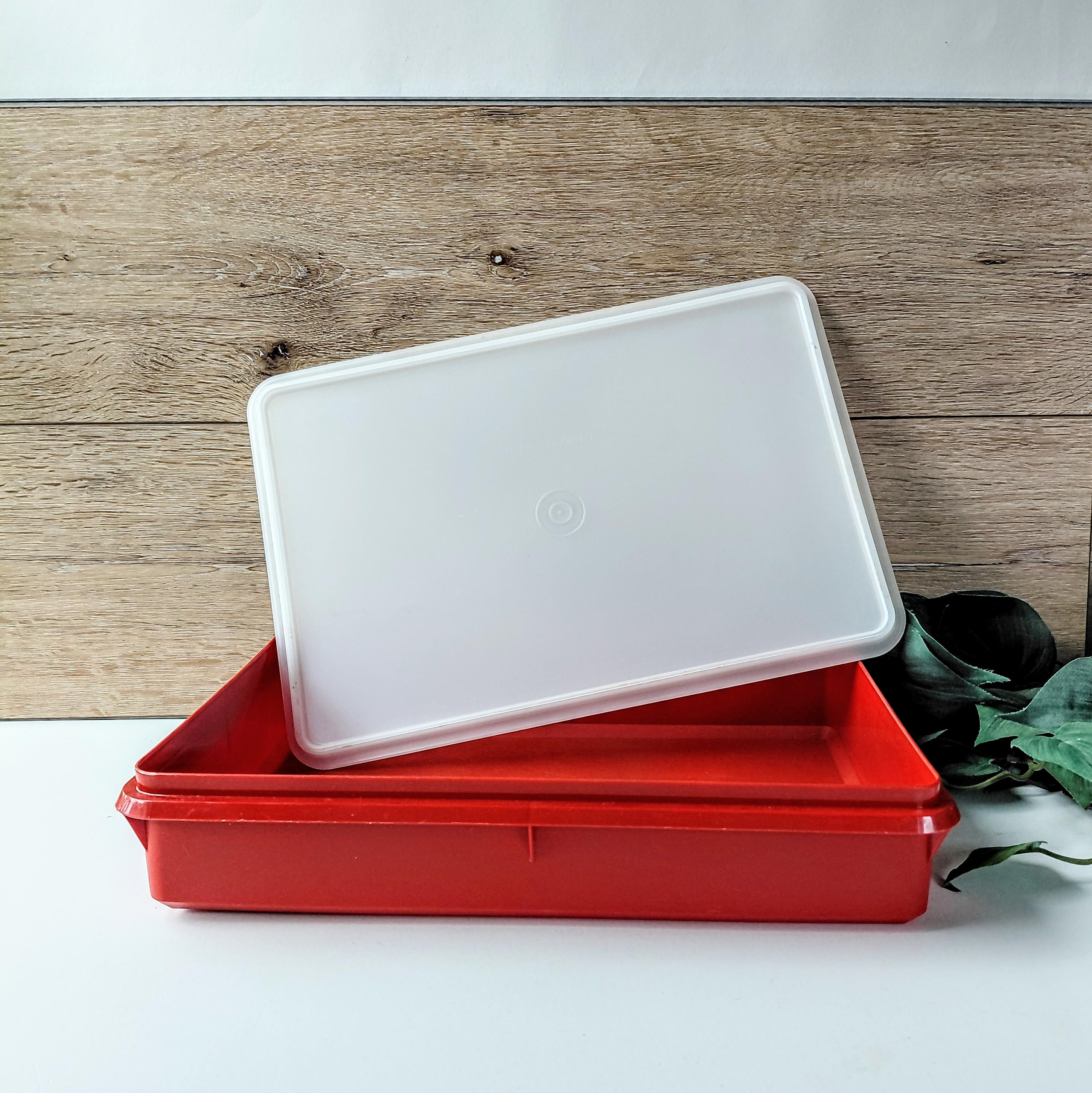 Vintage 1970s Paprika Red 9x13 Rectangle Tupperware Snack-stor