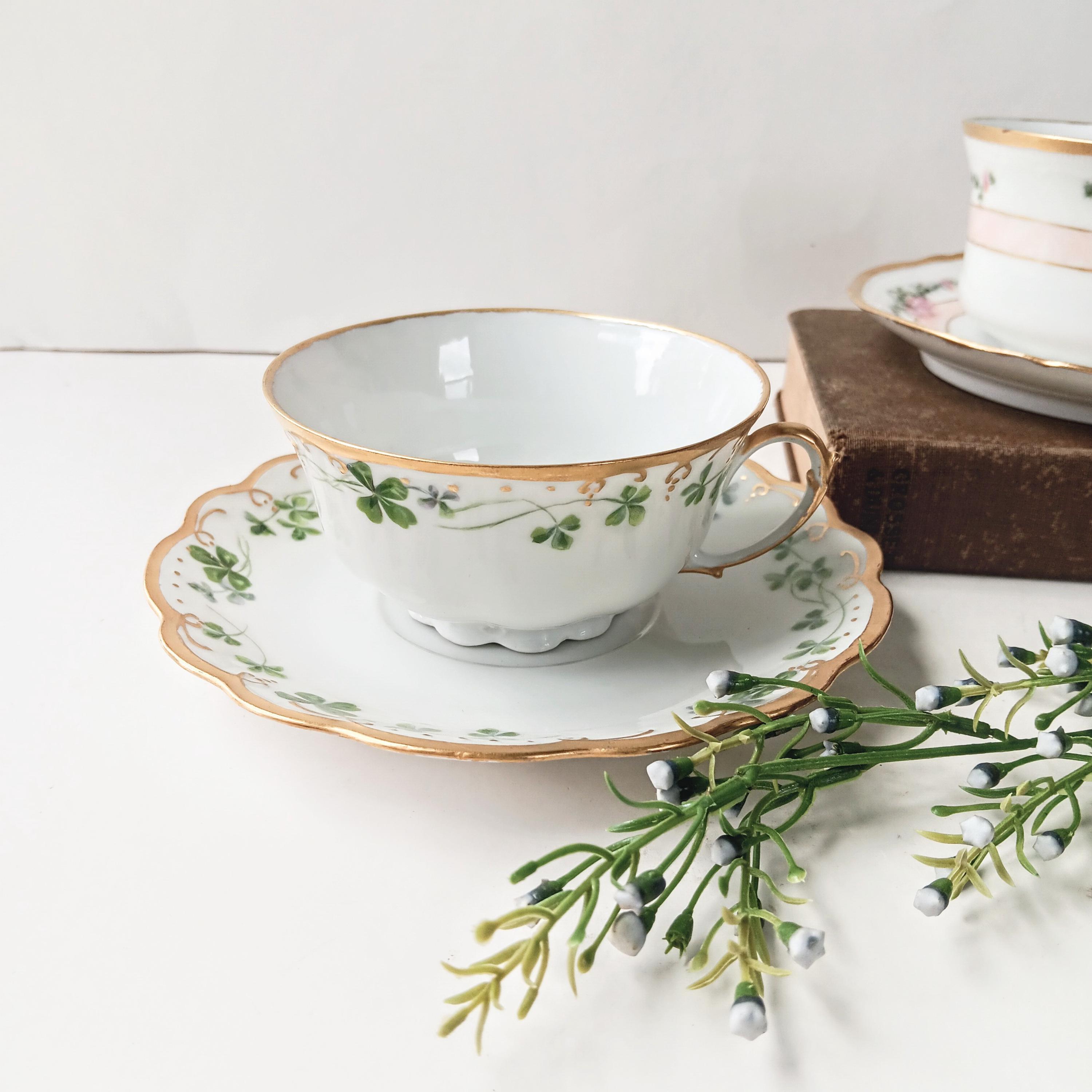 Antique MZ Austria Tea Cup and Saucer: Pink Floral Gold Trim - Etsy