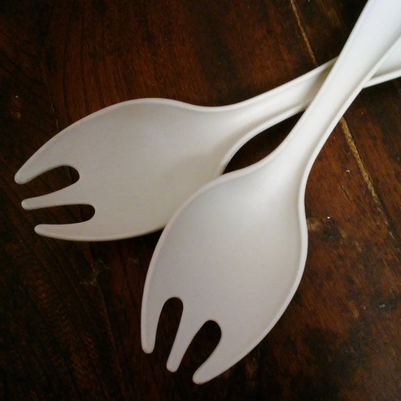 Tupperware Salad Forks/vintage Sporks/almond Salad Tongs/ Etsy