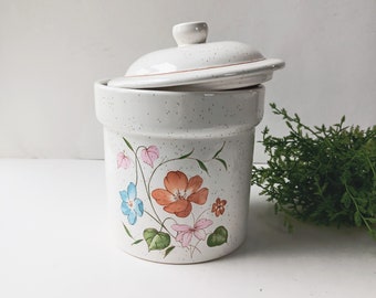 Vintage Treasure Craft Ceramic Canister: Floral Poppies, Country Cottage Decor