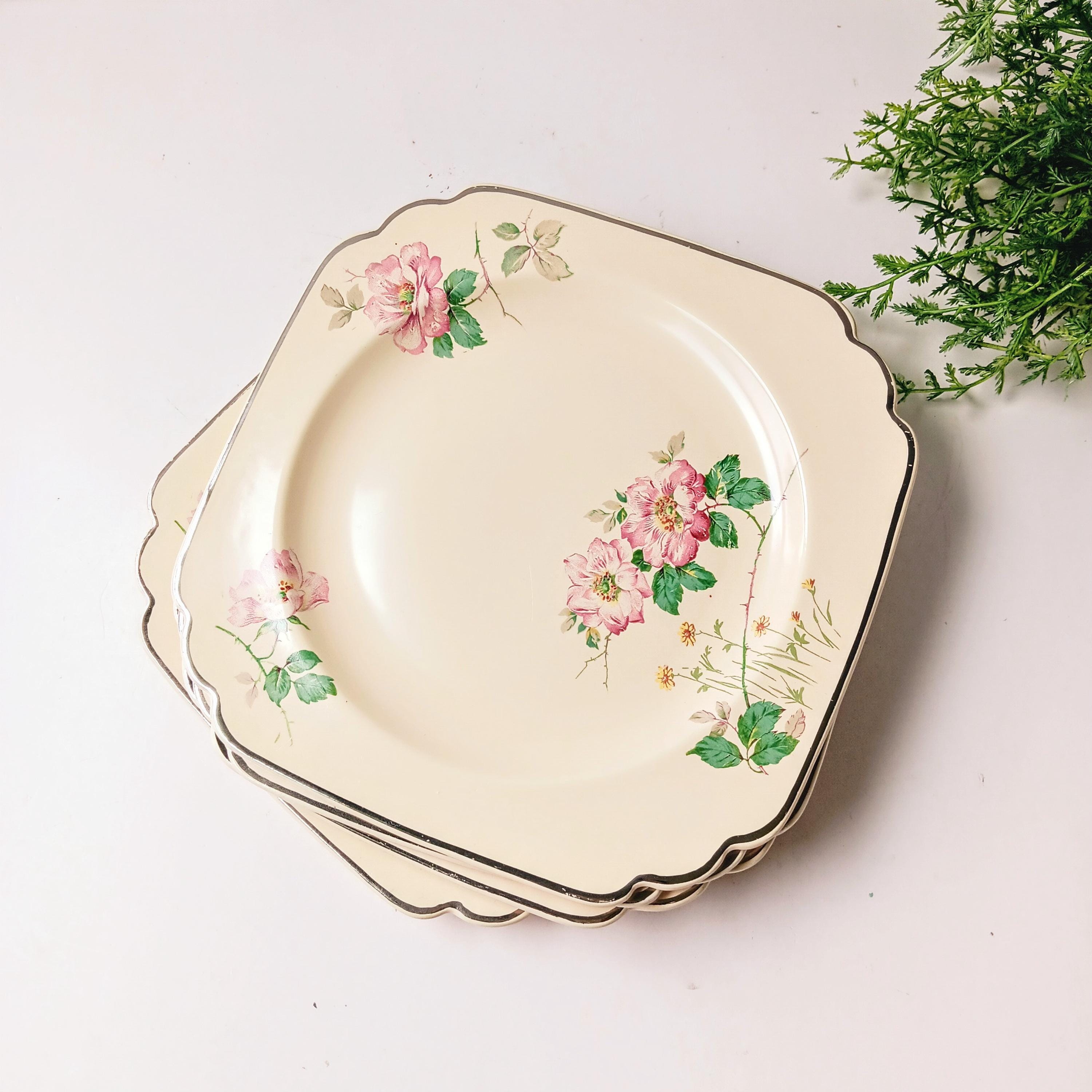 Vintage Homer Laughlin Pink Rose Salad Plates, Set of 4 - Etsy