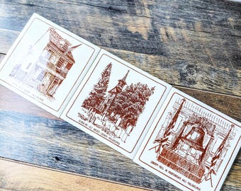 3 Vintage Philadelphia Ceramic Tile Trivets/ Old Swede's Church, Liberty Bell, Betsy Ross House Wall Decor/ Hot Pad Plate