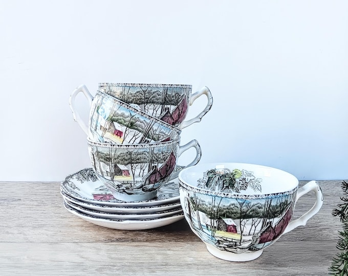 Johnson Bros Friendly Village Teacup Saucers (Set of 4)