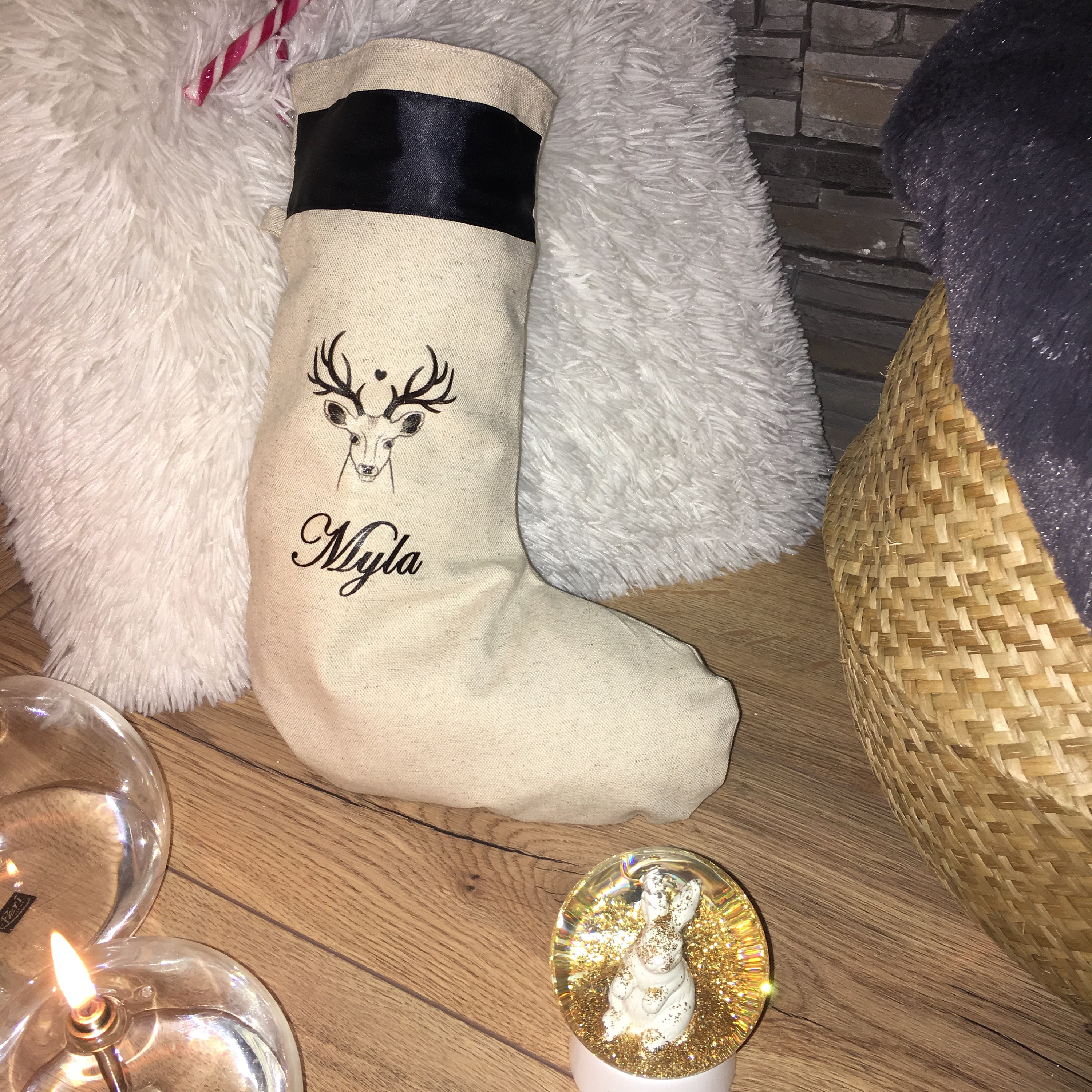 Botte de Noël - Prénom ou Mot Votre Choix Couleur Choix