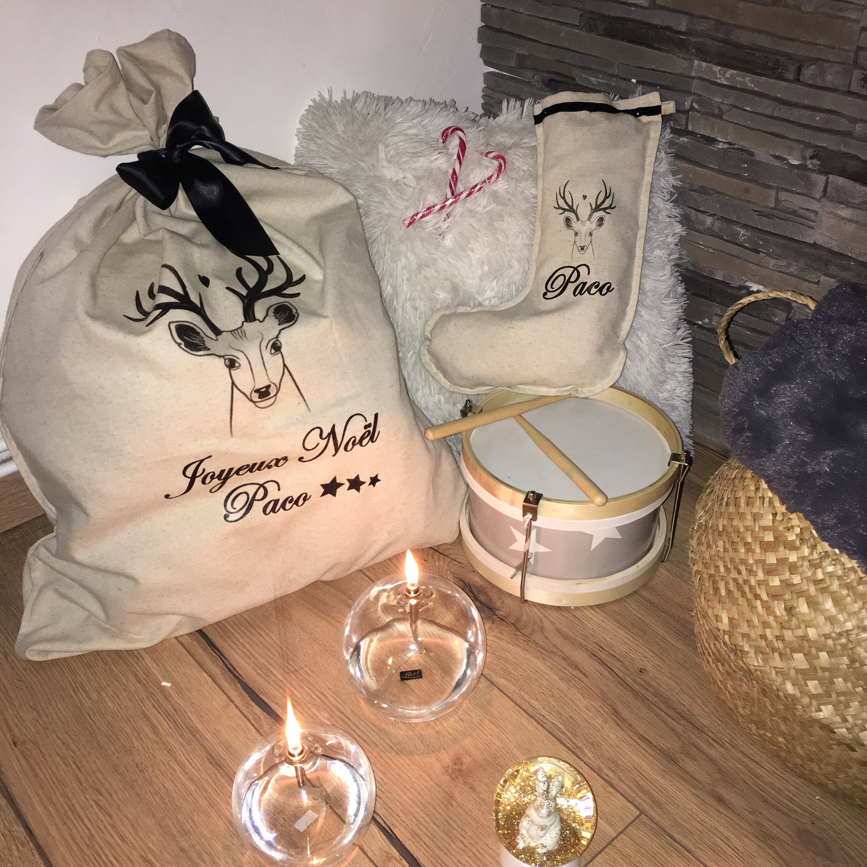 Hotte de Noêl Personnalisé Prénom ou Phrase de Votre Choix