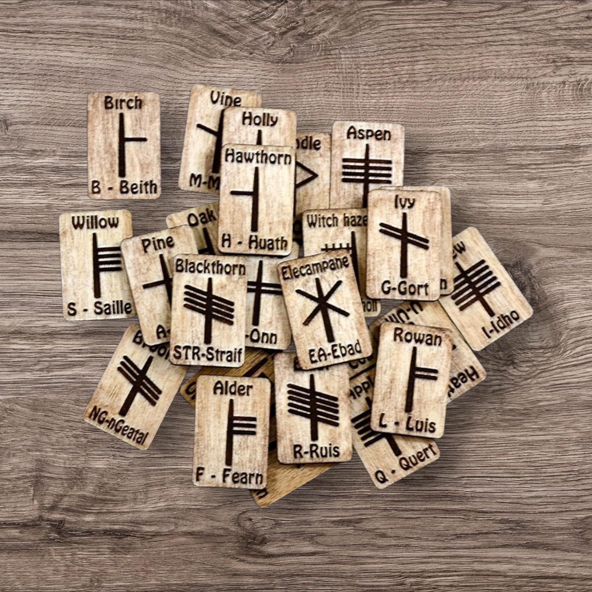 Ogham Inscriptions Runes Ogham Runes Set in a Decorative Box. Ogham Staves. Irish Alphabet ...