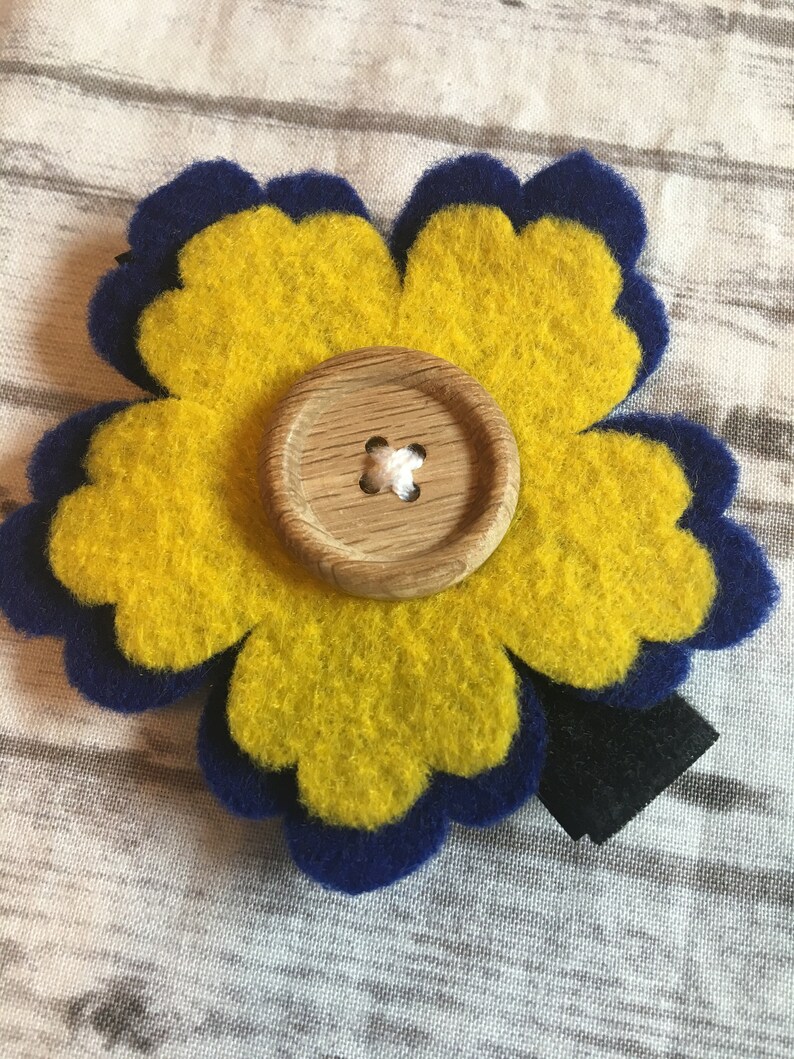 Felt Flower for Dog Collar Blue and Yellow Felt Puppy Etsy