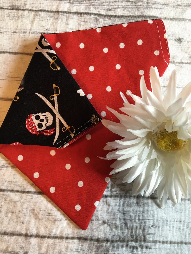 Red and Black Pirate REVERSIBLE Over the Collar Dog Bandana Dog Bandana