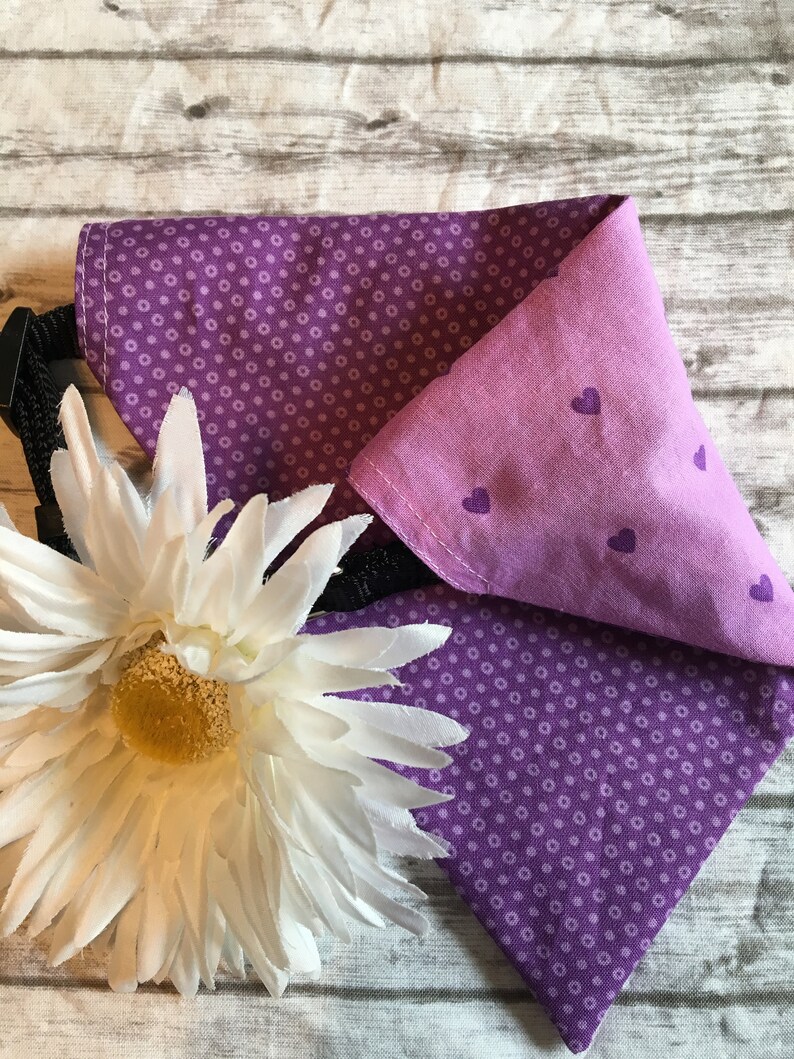 Dog Bandana Purple REVERSIBLE Over the Collar Dog Bandana