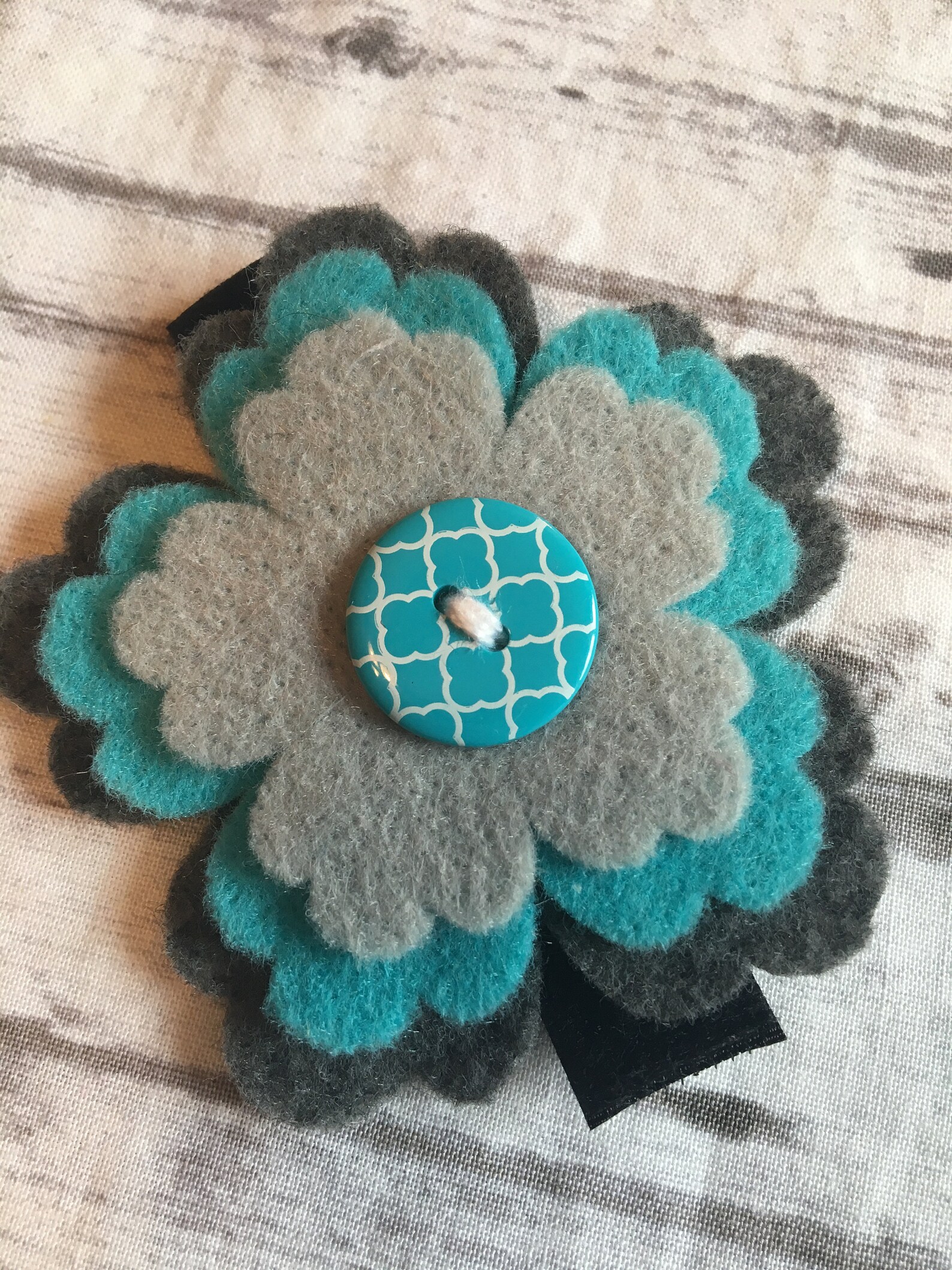 Felt Flower for Dog Collar Gray & Aqua Felt Puppy Blossom Etsy