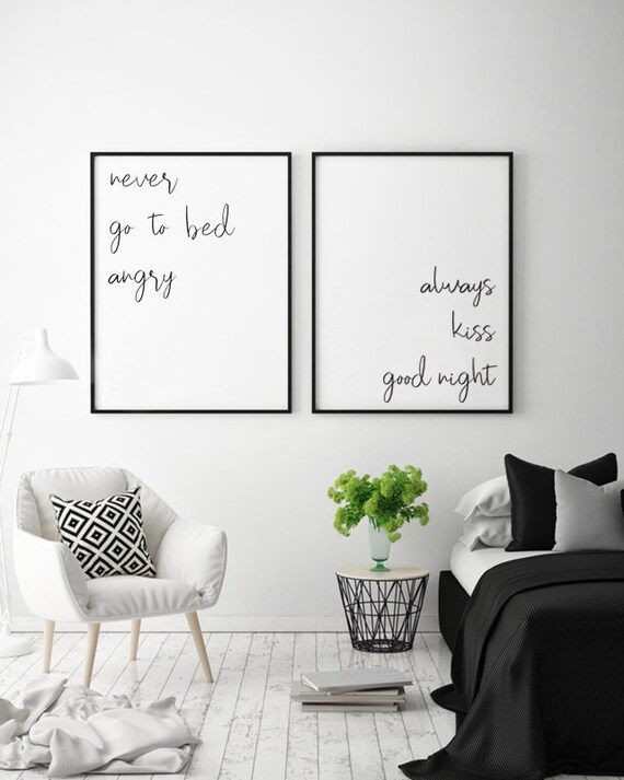 Couple Bedroom Rules Printable Bedroom Wall Art Never Go To Bed Angry Always Kiss Good Night