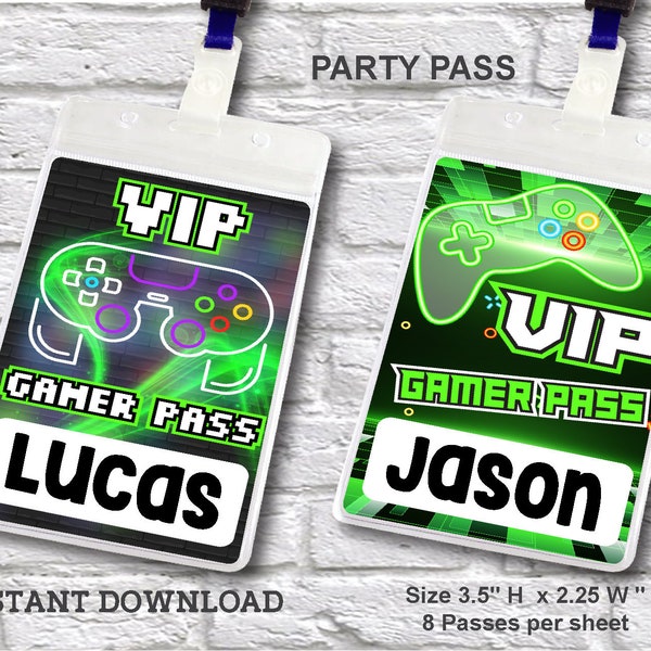Gamer Birthday Party Pass Printable