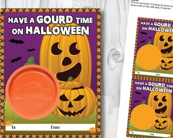 Play Doh  Halloween Card, Gourd Time Halloween, No Candy Printable Halloween Card, Preschool kids Halloween Card, DIY, Instant Download