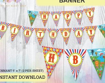 Vintage Circus Carnival Banner, DIY Circus Party Decorations, Birthday Party Printables, Décor Birthday Theme, Instant Digital Download