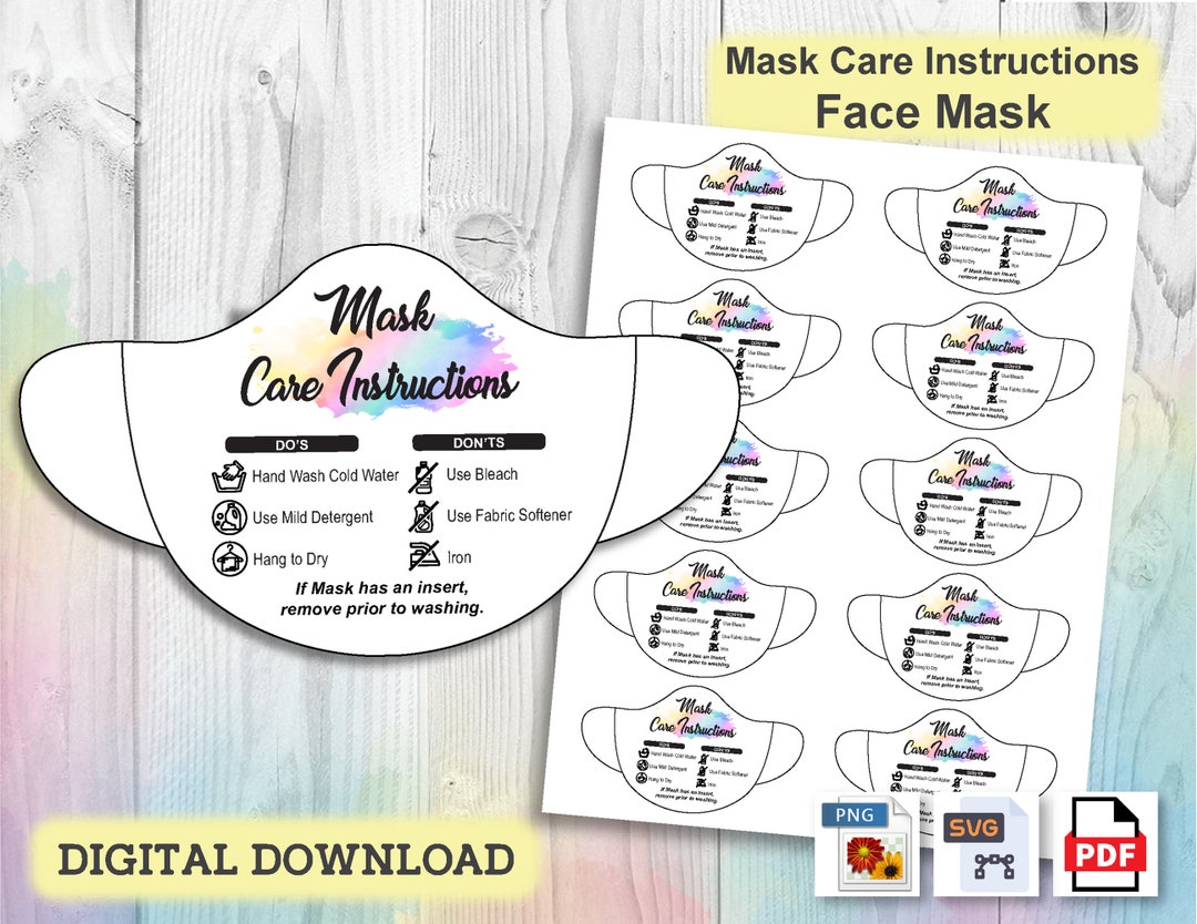 Face Mask Care Instructions Card 1, Face Mask Washing Instructions