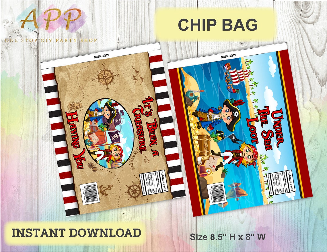 Pirate Chip Bag Printable Pirate Candy Bag Pirate Favor Bag | Etsy