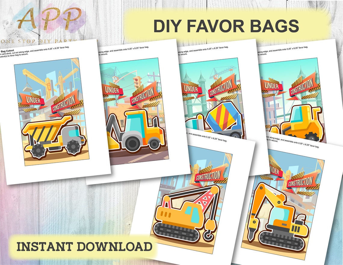 Construction Favor Bags Construction Party Treat Bags | Etsy