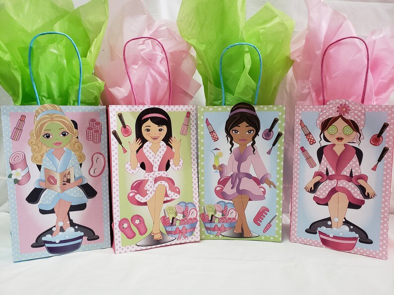 Girls Spa Favor Bags Spa Bag Birthday Party Favors Etsy
