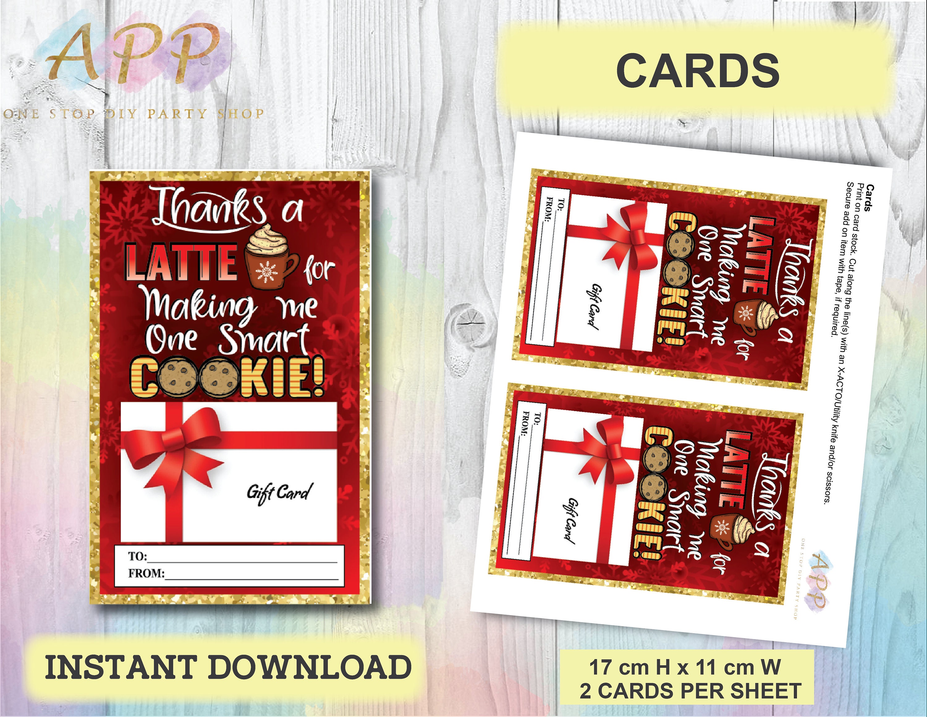 Thanks a Latte Teacher Gift Card Holder One Smart Cookie - Etsy