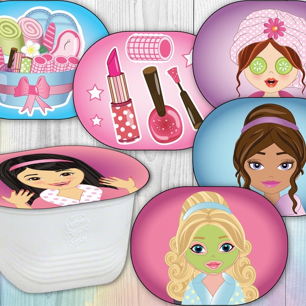 Mädchen Spa 19g Pringles Toppers, Spa Geburtstag Gastgeschenke, Spa Ausdrucke Dekor, Leckerei, Leckereien, Geschenk Party Beute, sofortiger digitaler Download