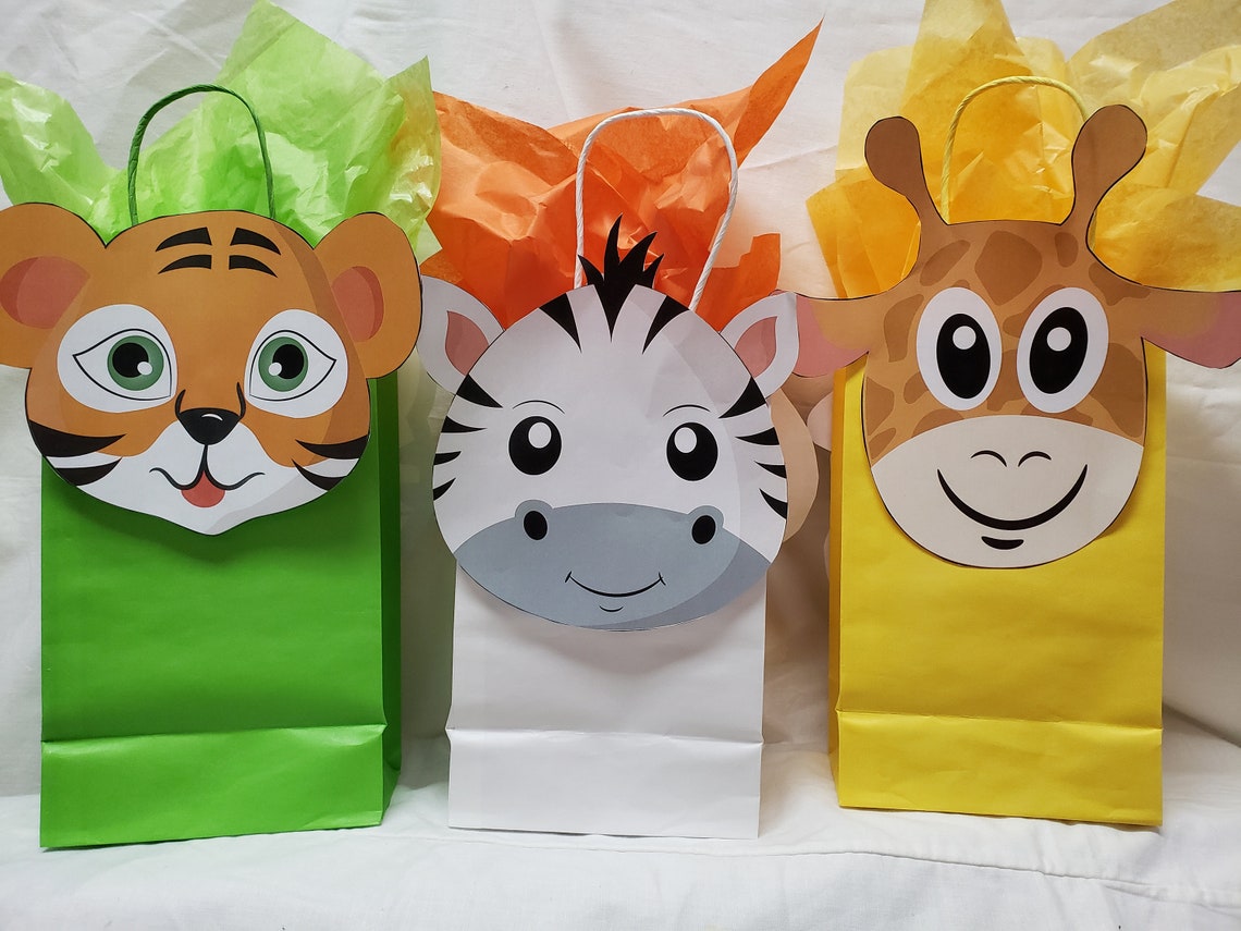 Jungle Safari Favor Bags/ Zoo Animals Birthday/ Treat/ Goodie/ Etsy