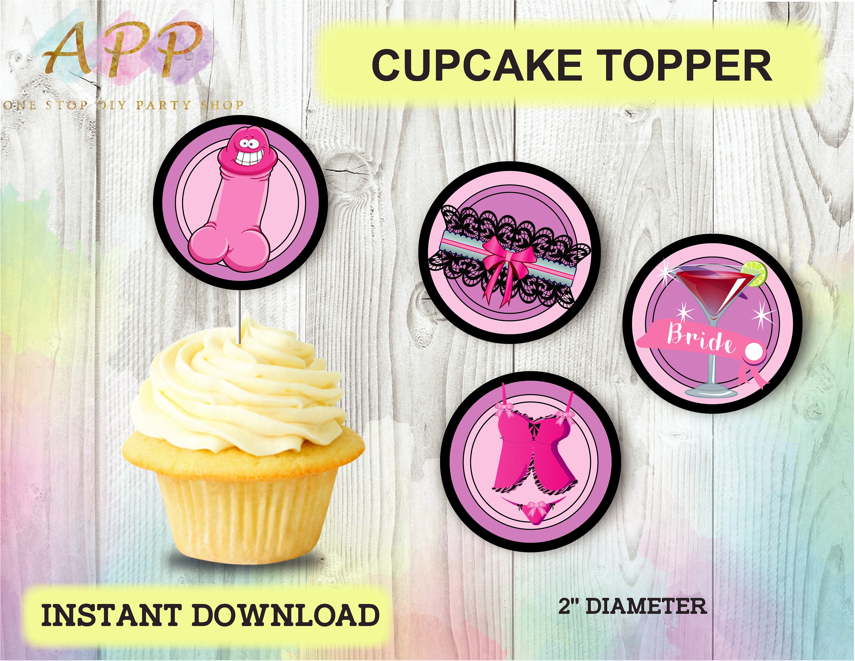 Printable Bachelorette Cupcake Toppers