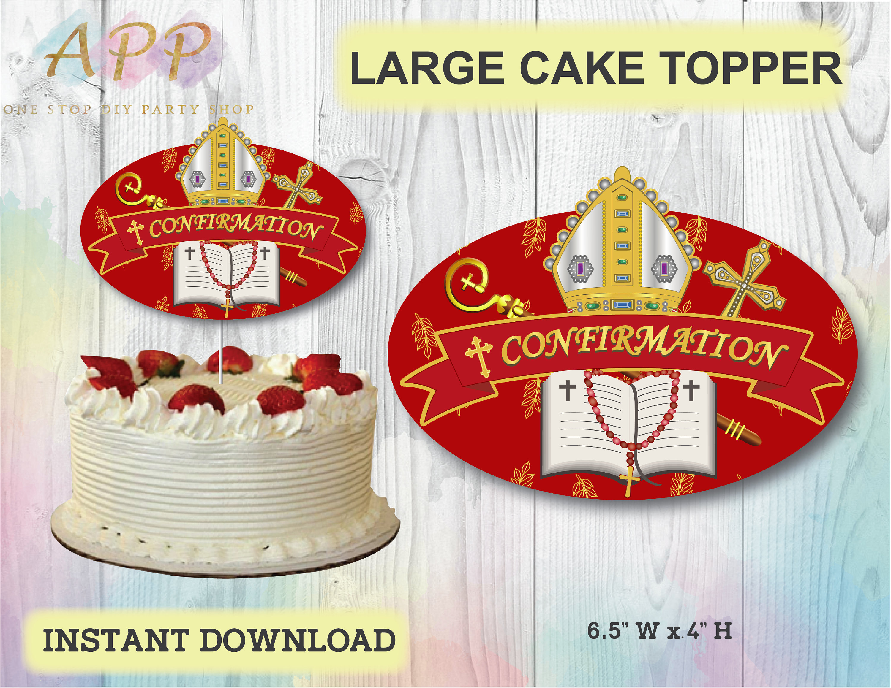 Confirmation (Flowery) - Wooden Cake Topper - Made in Ireland – PGFactory.ie
