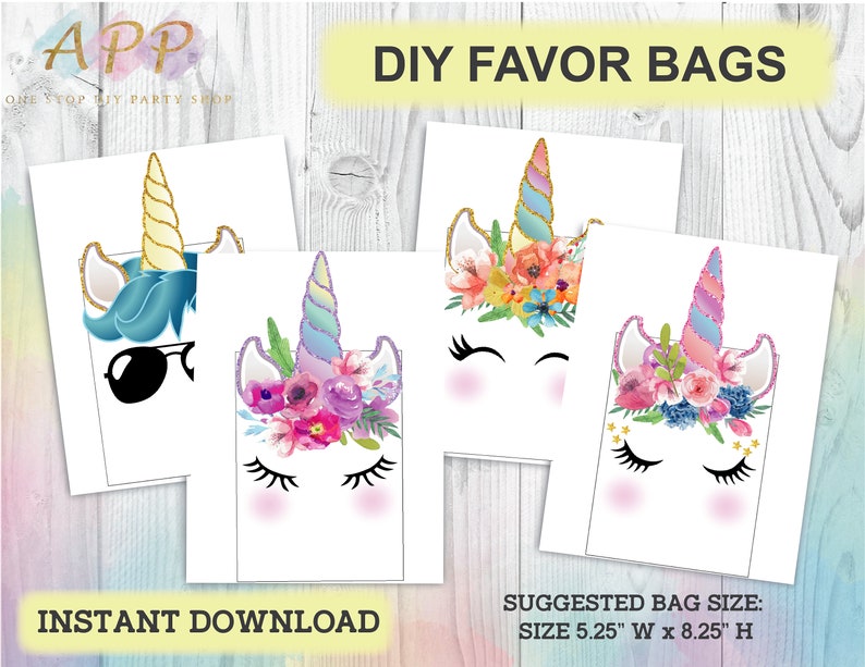 Unicorn Favor Bags/ Unicorn Printables Décor/ Treat/ Goodie/ - Etsy