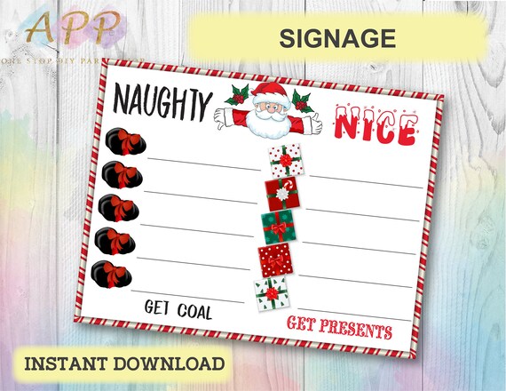Naughty or Nice Checklist Sign Christmas Naughty Boys Girls | Etsy