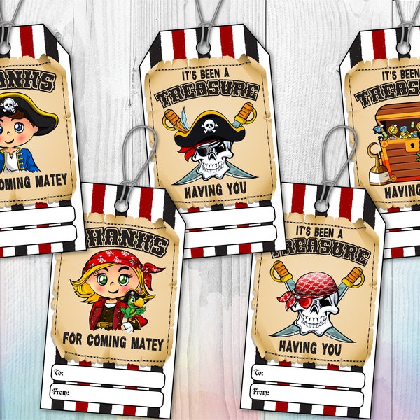 Pirate Thank You Tags Cards, Pirate Party Decorations, Pirate Thank You Tag, Printables Décor Birthday Theme Instant Digital Download