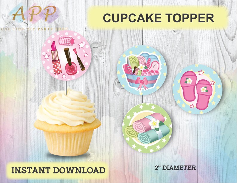 Girls Spa Cupcake Toppers Spa Birthday Party Printables Spa - Etsy