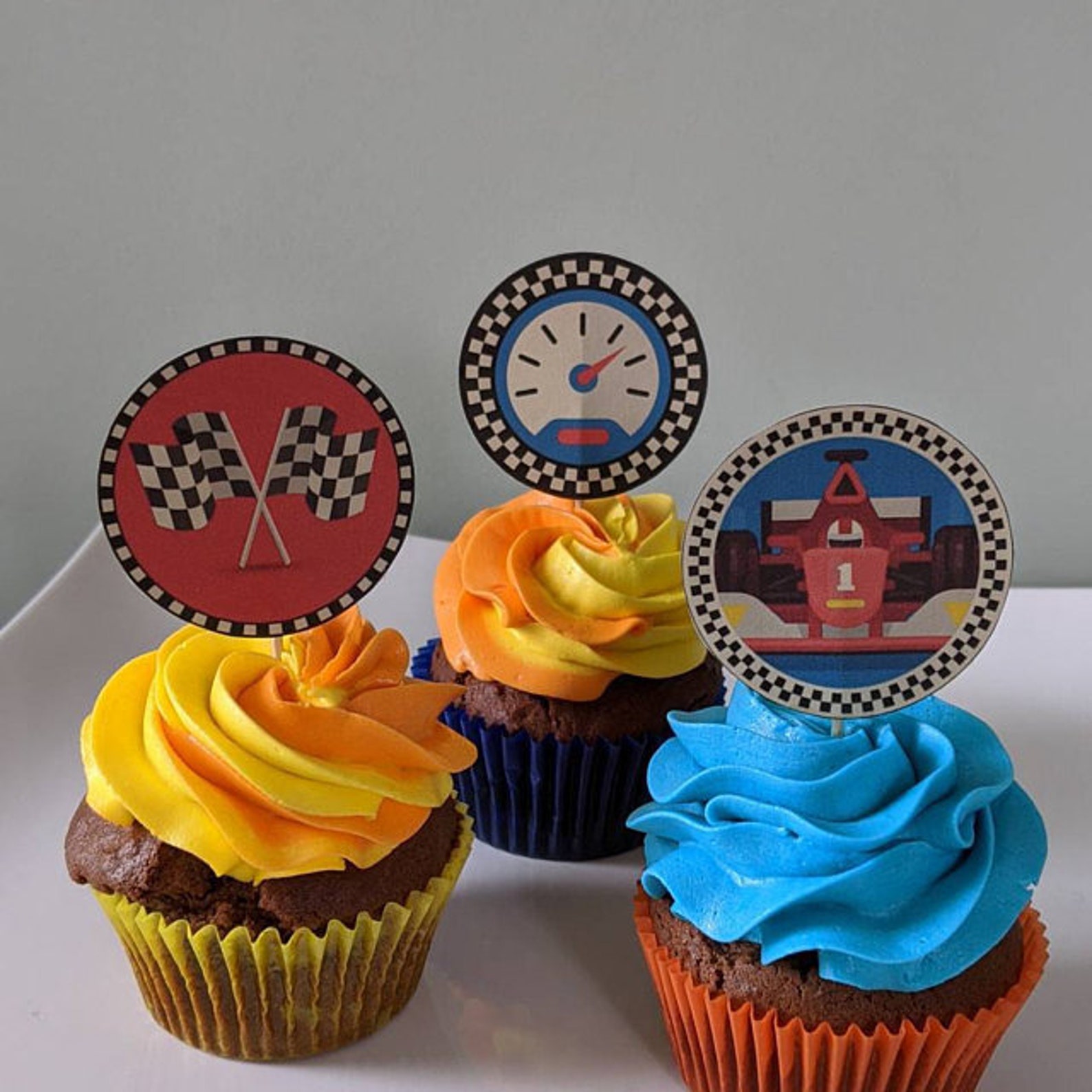 Race Car Cupcake Toppers Hot Wheels Birthday Party Etsy