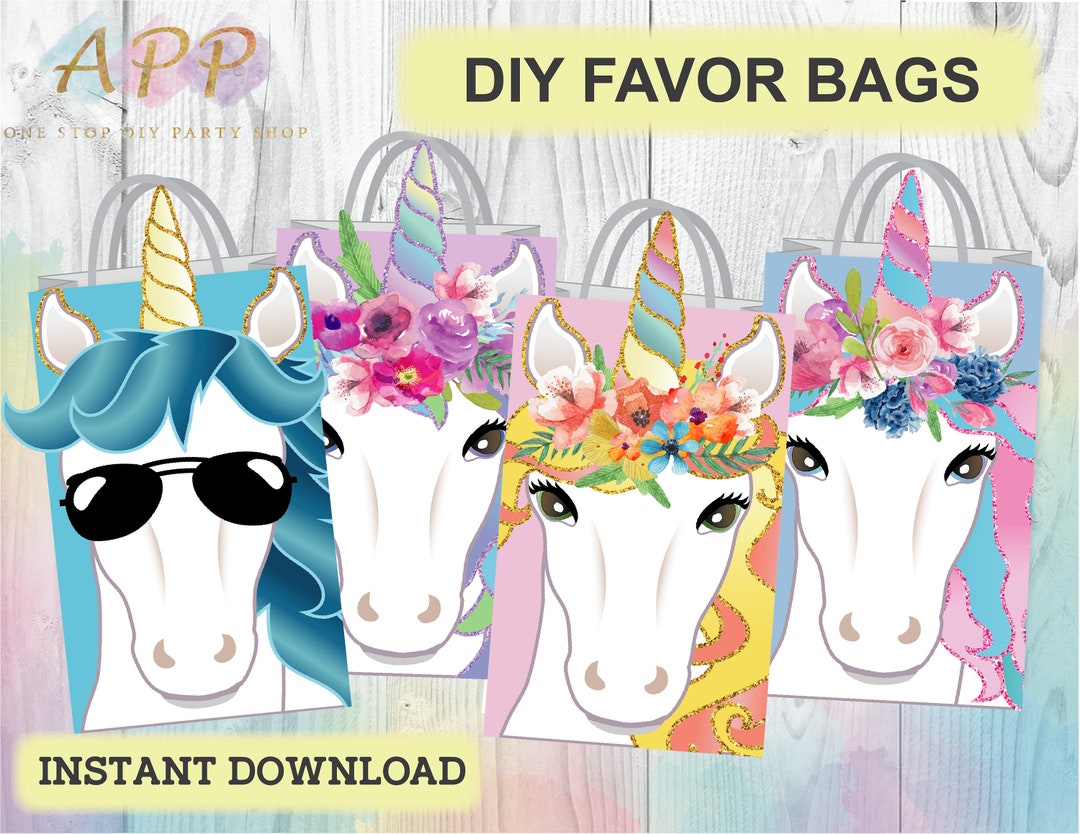 Unicorn Favor Bags/ Unicorn Printables Décor/ Treat/ Goodie/ Goody ...
