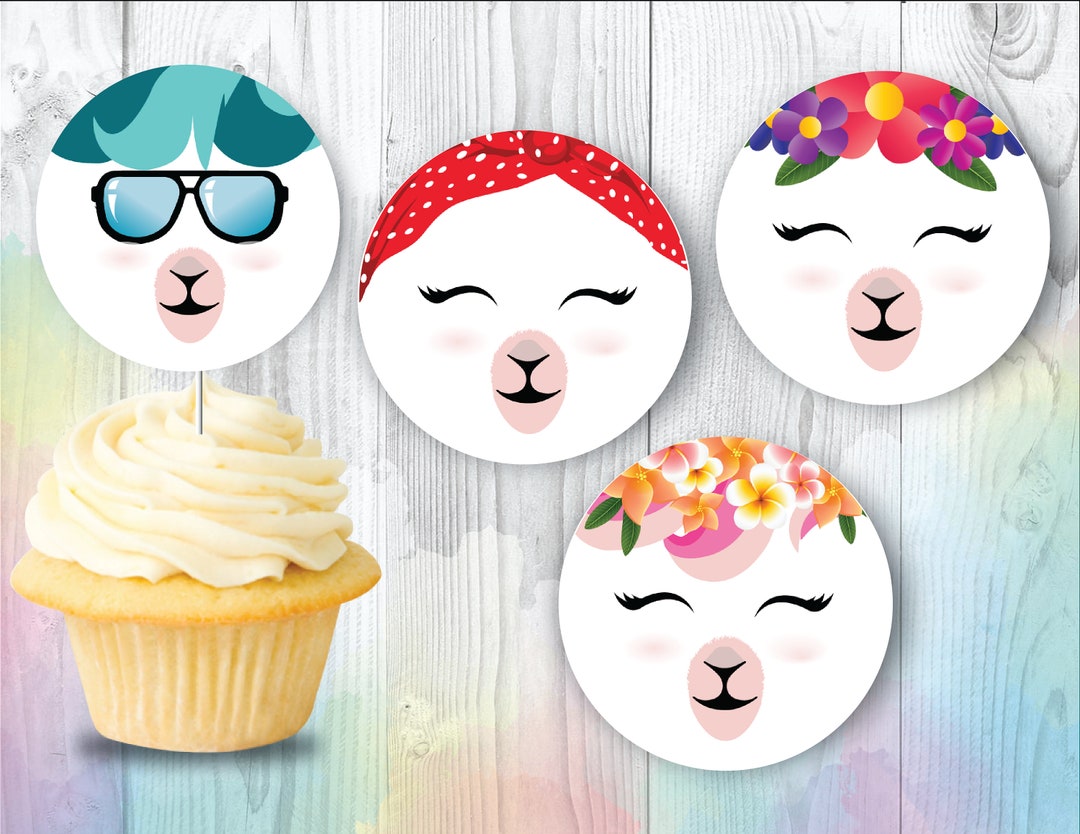 Llama Cupcake Toppers Fiesta Birthday Party Printables Llama - Etsy