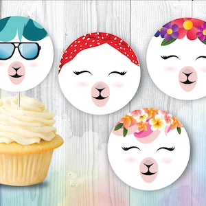 Llama Cupcake Toppers Fiesta Birthday Party Printables Llama - Etsy