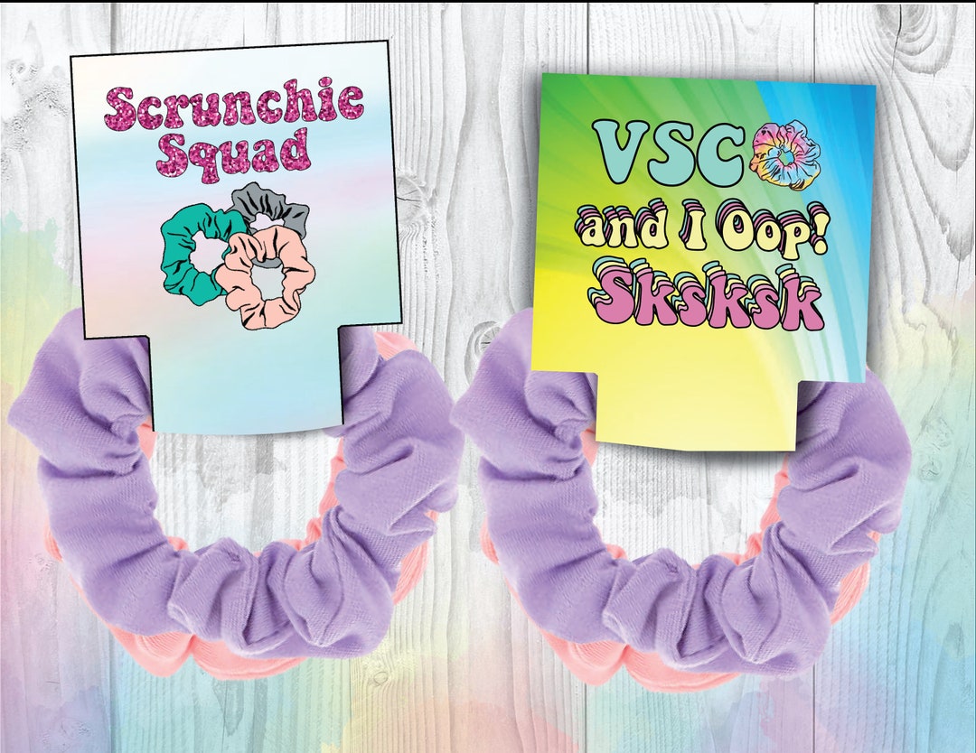 VSCO Girl Scrunchie Holder Cards, VSCO Girl Party Gifts, VSCO Favor