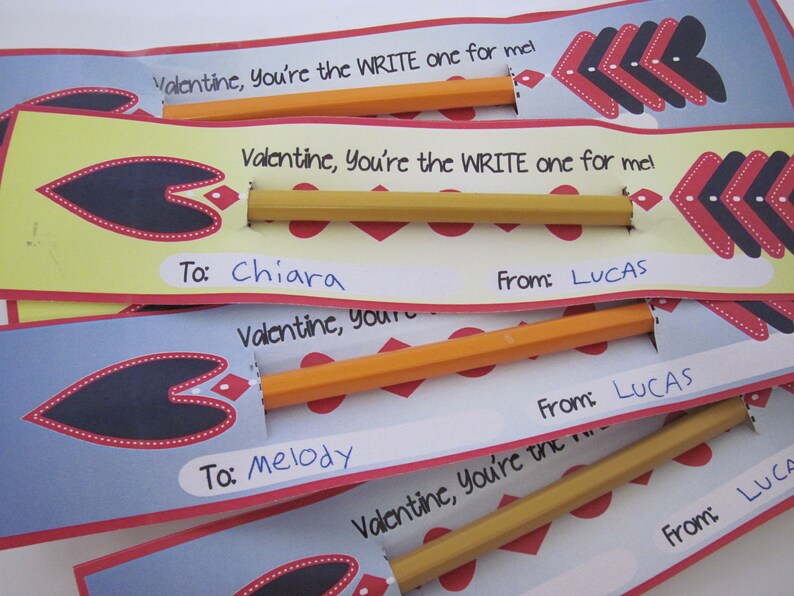 Arrow Pencil Valentine Cards No Candy Printable Valentine | Etsy
