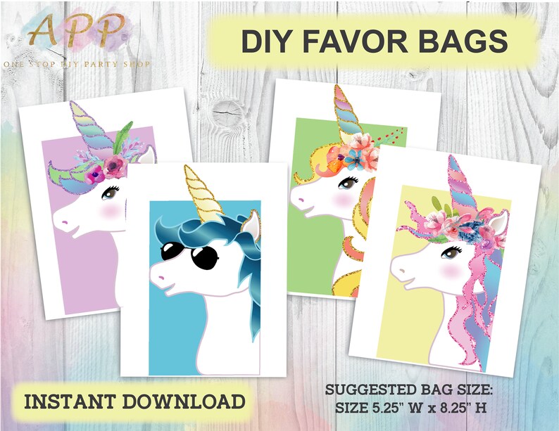 unicorn favor bags unicorn printables decor treat