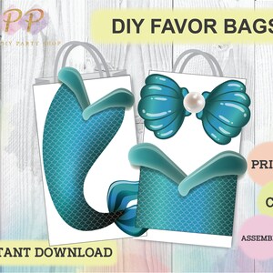 Mermaid and Shark Favor Bags, Pool Party, Under the Sea Party ...