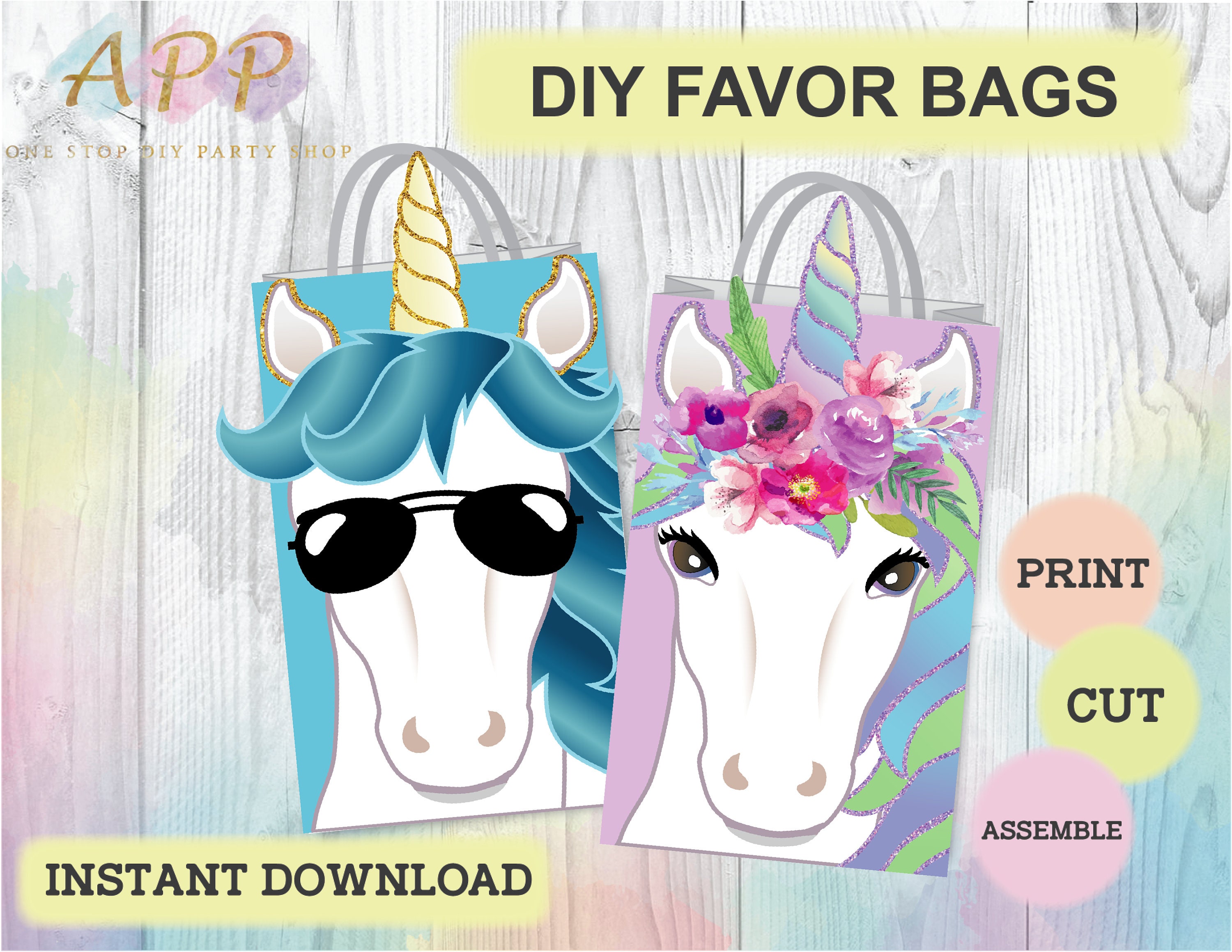 unicorn favor bags unicorn printables decor treat