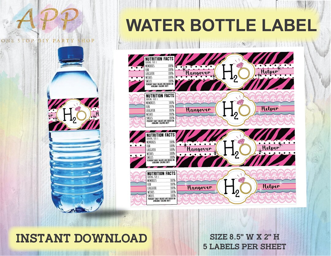 Bachelorette Water Bottle Label Wrappers, Bridal Shower Wrapper ...