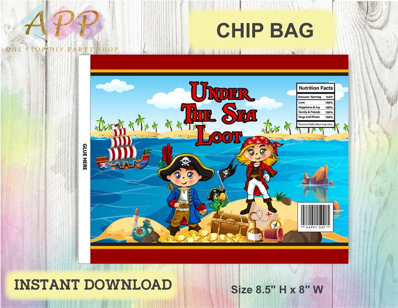 Pirate Chip Bag Printable Pirate Candy Bag Pirate Favor Bag | Etsy