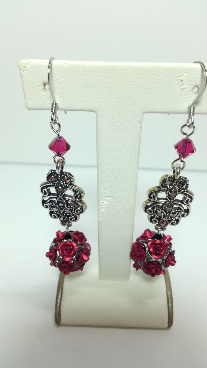 Rose and Crystal Earrings