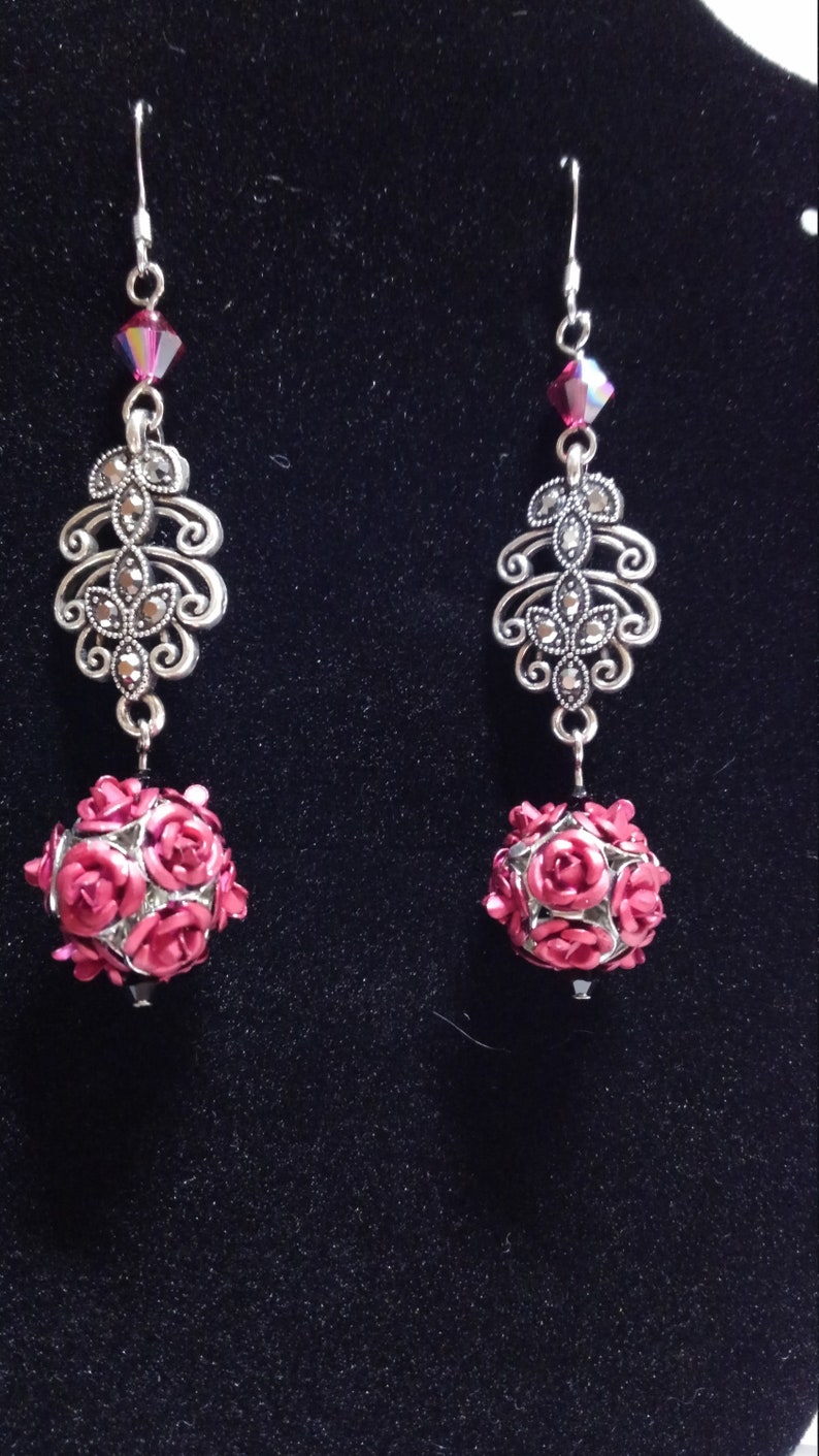 Rose and Crystal Earrings