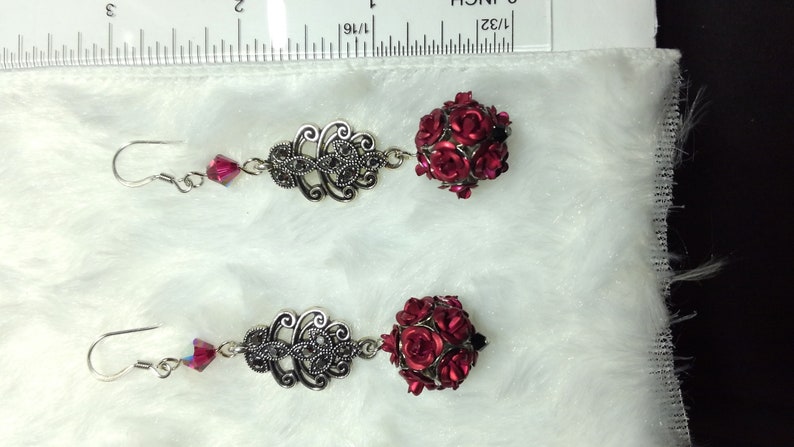 Rose and Crystal Earrings