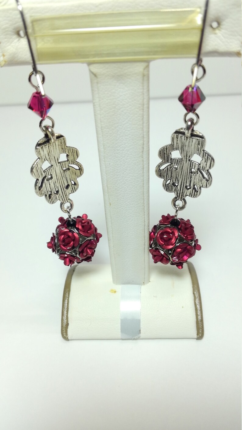 Rose and Crystal Earrings